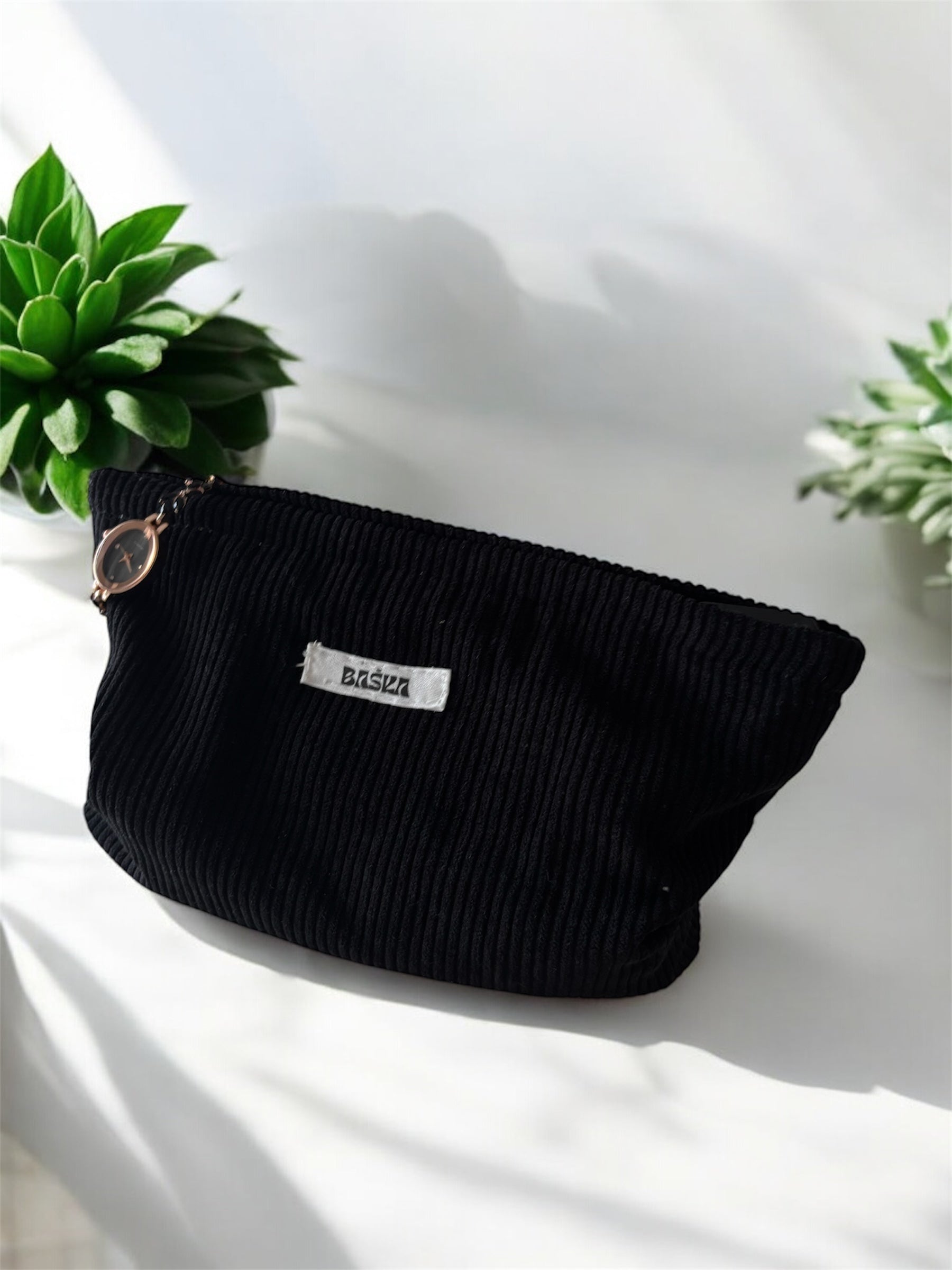 Trousse signature en velours côtelé "Douce Sauge"